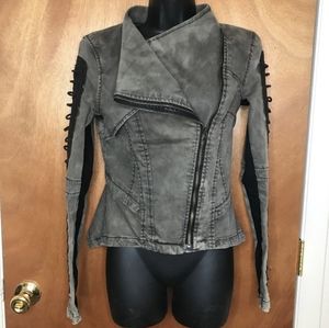 Moto Jacket Size Small Black Corset Faux Leather Goth